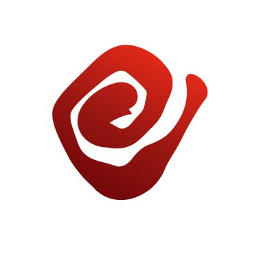 Soyut sembol, beyaz arkaplanda mavi teknoloji logosu