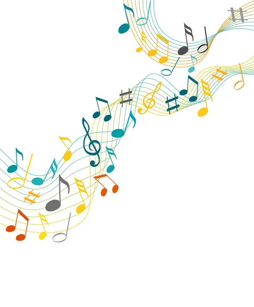 Color Music Notes Solide White Background — Stock Vector