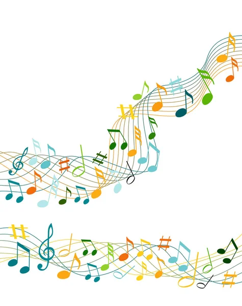 Color Music Notes Solide White Background — Stock Vector