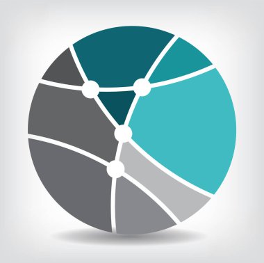 Küresel teknoloji veya sosyal ağ vektör simgesi, amblem tasarımı, soyut vektör logosu. 