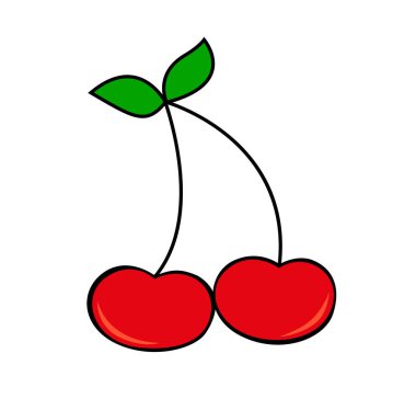 Kiraz ikonu çiziyorum. Vektör illüstrasyonu