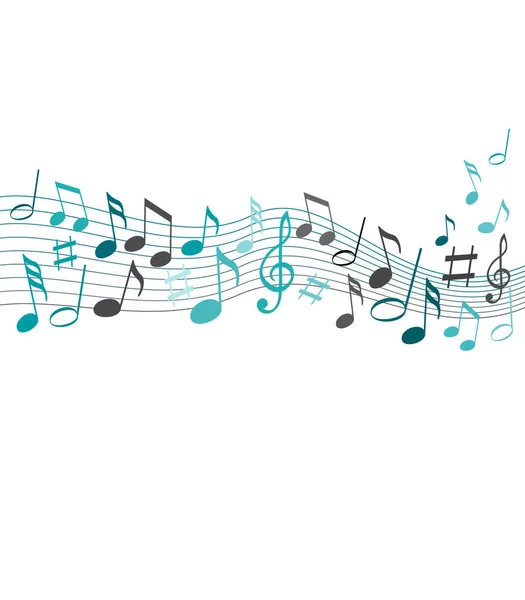 Χρωματικές Νότες Μουσικής Ένα Στερεό Λευκό Φόντο — Διανυσματικό Αρχείο