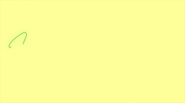 Açık sarı arka planda parlayan yeşil renkli mutlu Paskalya harfleri. Kendi kendine çizim çizgisi animasyonu, sürekli çizgi