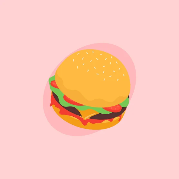 Hamburger Vector Icon Delicious Looking Fast Food — Stock Vector