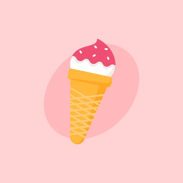 锥形矢量图标中的冰淇淋 美味可口的快餐 — 图库矢量图片