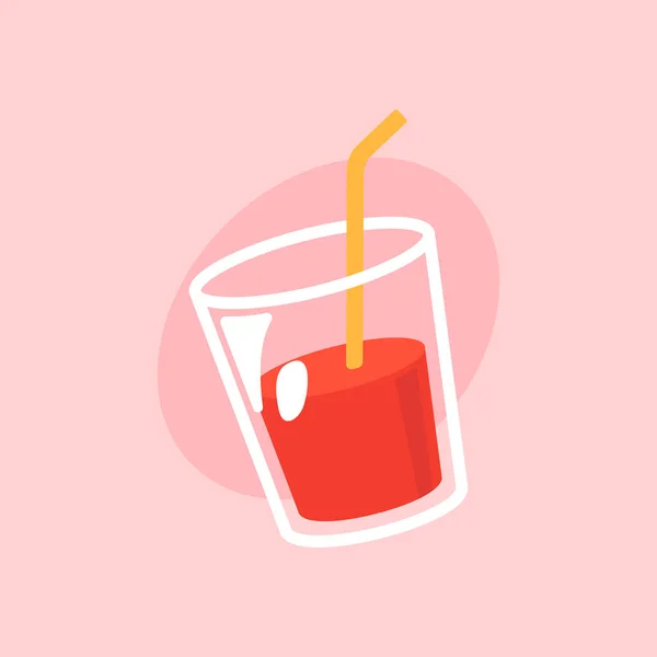 Glas Juice Vektor Ikon Läcker Snabbmat — Stock vektor