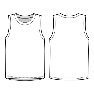 Sleeveless Tank top Fashion flat sketch clipart