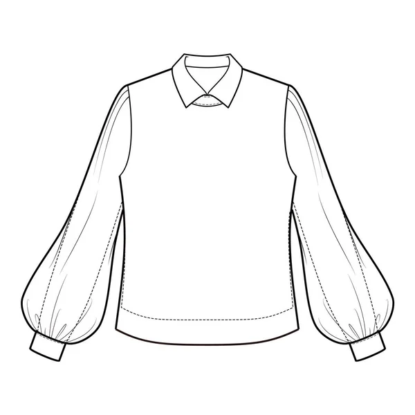 Camisa Blusa Top Fashion Flat Sketch — Fotografia de Stock