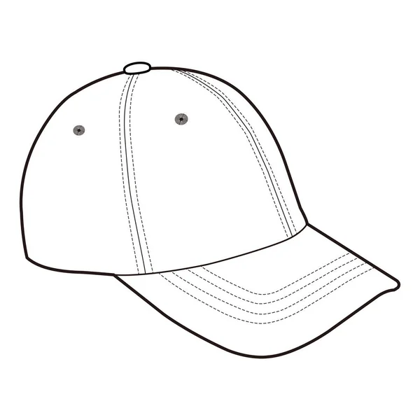 Baseball Cap Snapback Hatt Mode Platt Skiss — Stockfoto