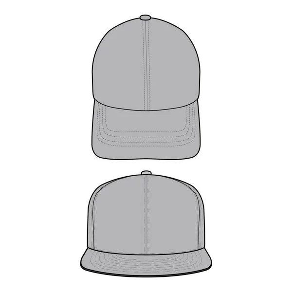Baseball Cap Snapback Hat Fashion Flat Skisse – stockfoto