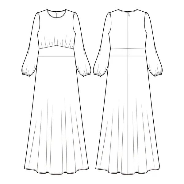 Платье Одного Куска Модного Плоского Скетча — стоковое фото
