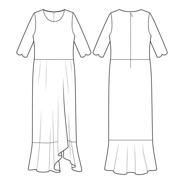Сукня Один Шматок Моди Плоский Ескіз — стокове фото