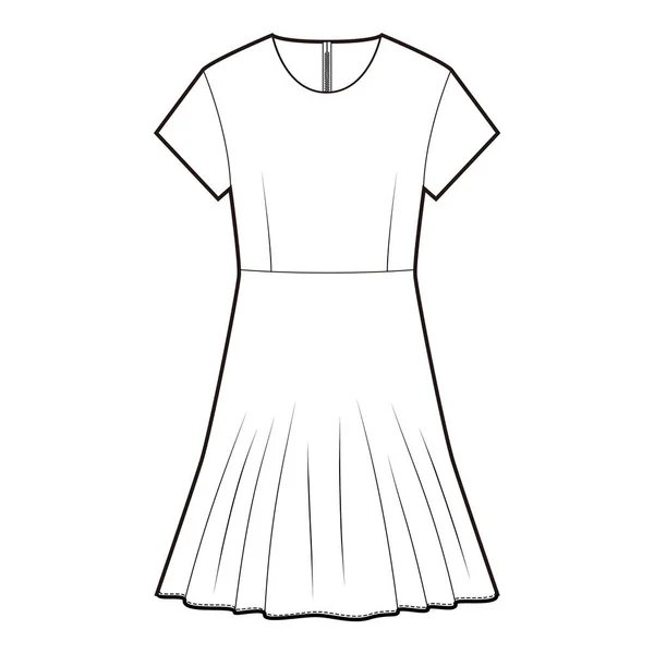 Φόρεμα Ένα Κομμάτι Μόδας Επίπεδη Σκίτσο — Φωτογραφία Αρχείου