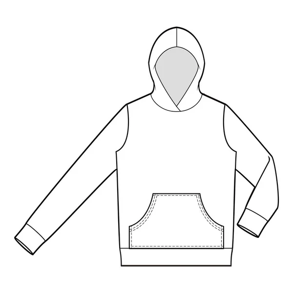 フーディ アイコンの男 ウェブのための服のベクトル記号の概略図 — ストック写真