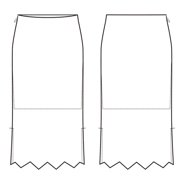 Skirt Σχέδιο Μόδας Επίπεδη Σκίτσο — Φωτογραφία Αρχείου