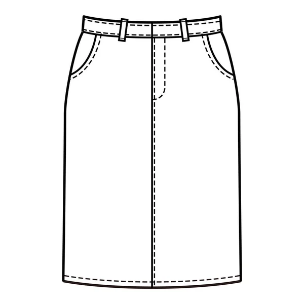 Projekt Spódnica Moda Płaski Szkic — Zdjęcie stockowe