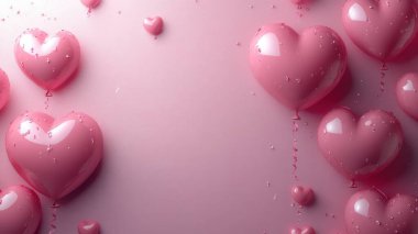 Bir sürü kalbi olan pembe bir kalbin 3 boyutlu hali.
