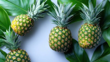 ripe pineapples on color background clipart