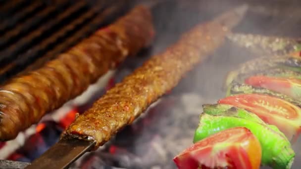 Турецький Шашлик Турецька Кухня Ясний Яловичий Стейк — стокове відео