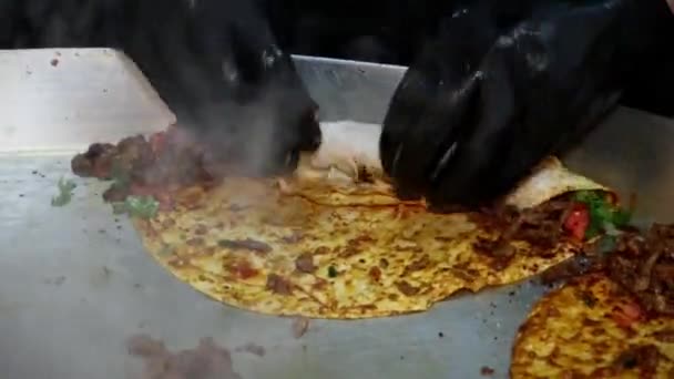 Тануні Турецька Їжа Турецька Кухня Ясний Стейк Яловичини — стокове відео