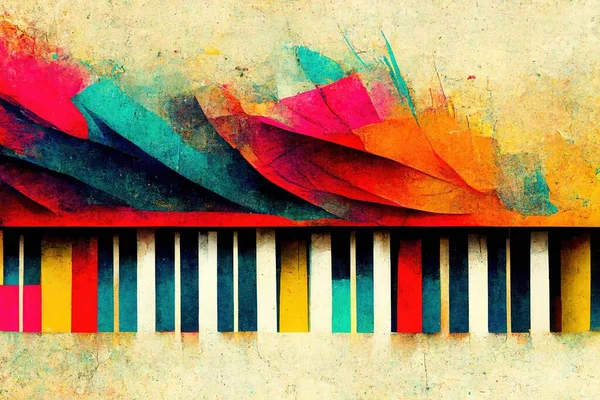 Renkli Soyut Piyano Klavye Resimli Müzik Posteri Canlı Konser Etkinlikleri — Stok fotoğraf