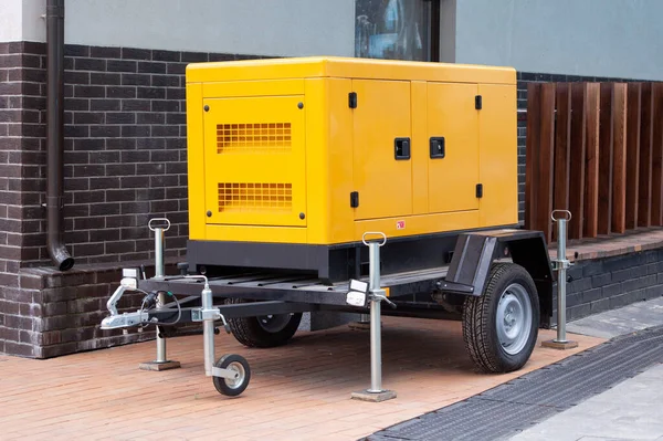 Mobile Diesel Charge Generator Emergency Electric Power Standing Modern Building Stock Image