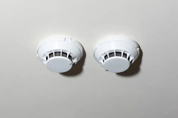White Ceiling Mounted Smoke Detectors Fire Safety Protection Essential Security Royalty Free Stock Photos