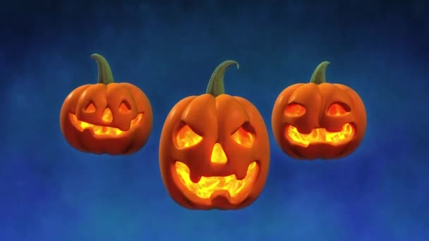Halloween Festive Pumpkins Fly Burn Fire — Stock Video