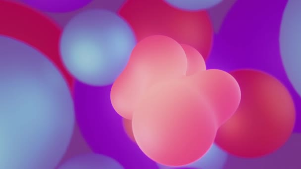 彩色背景上的彩色抽象液体软质红色气泡 概念背景 — 图库视频影像
