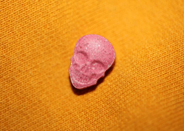 Purple skulls world\'s strongest ecstasy pills with mdma close up background high quality big size dope print