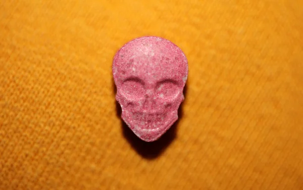 Purple skulls world\'s strongest ecstasy pills with mdma close up background high quality big size dope print