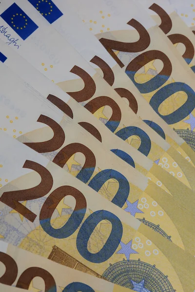 200 Τραπεζογραμμάτια Ευρώ Κέρδη Μετρητά Ευρωπαϊκού Λογαριασμού Που Απομονώνονται Μαύρο — Φωτογραφία Αρχείου