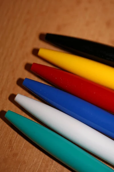 Kolorowe Długopisy Zamknąć Tło Duży Rozmiar Wysokiej Jakości Instant Print — Zdjęcie stockowe
