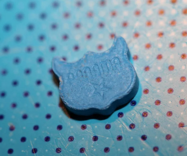 Mavi Ecstasy Baykuş Hapları Çok Güçlü Uyuşturucular Arka Plan Partileri — Stok fotoğraf
