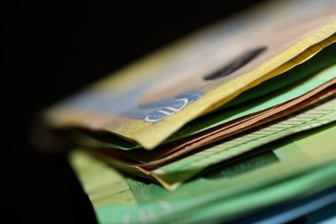 Avro banknotları seçici odaklı satın alma ile para kapanıyor iş finansman kavramları büyük ölçekli yüksek kalite yüksek kaliteli hazır baskı ödeme