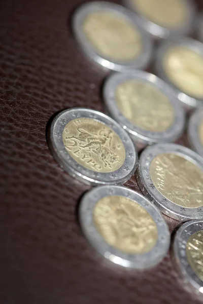 Lot Von Euro Münzen Nahaufnahme Bild Finanzieller Hintergrund Europäisches Geld — Stockfoto