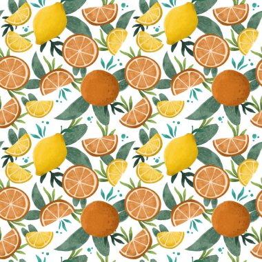 sitruslar, tekstil, kumaş ve sonbahar vitaminleriyle dijitalsiz desen