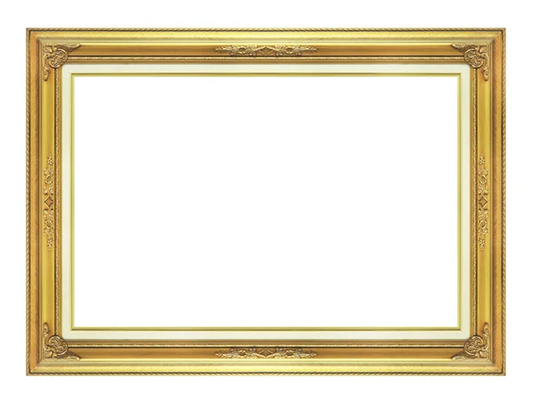 Antieke Gouden Frame Geïsoleerd Witte Achtergrond Clipping Pad Stockafbeelding