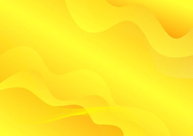 Dalgalı çizgiler ve dalgalarla soyut sarı arkaplan. Vektör illüstrasyonu.