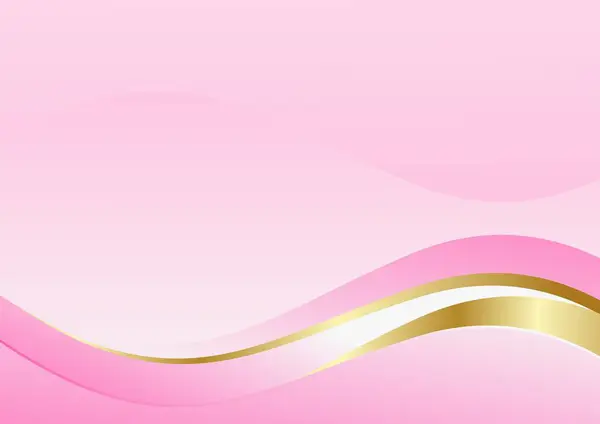 Altın dalga ve kopyalama alanı olan soyut pembe arkaplan. Vektör illüstrasyonu.