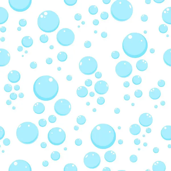 Beyaz arka planda mavi sabun köpükleri olan kusursuz bir desen. Vektör illüstrasyonu.