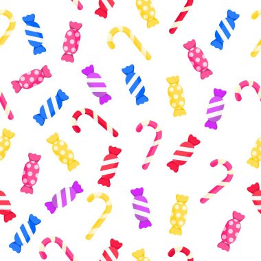 Beyaz arka planda renksiz şekerler. Vektör illüstrasyonu.