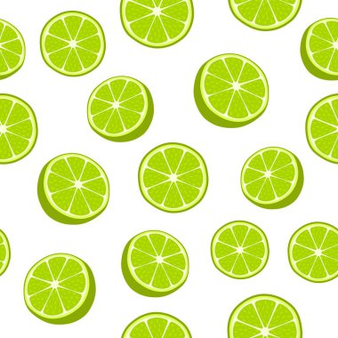 Beyaz arka planda limon dilimleri olan pürüzsüz desen. Vektör illüstrasyonu.