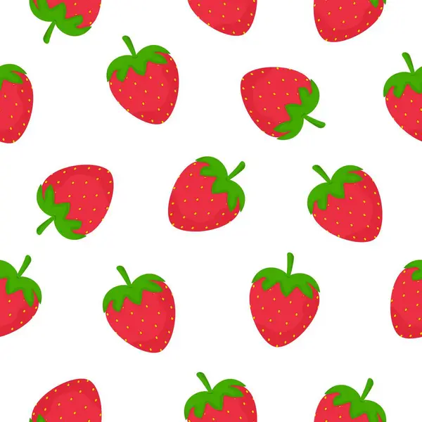 Beyaz arka planda çilekli kusursuz desen. Vektör illüstrasyonu.