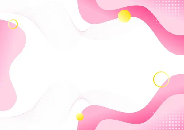 Soyut arkaplan pembe eğimli akışkan şekil, akış çizgileri ve sarı daire. Vektör illüstrasyonu