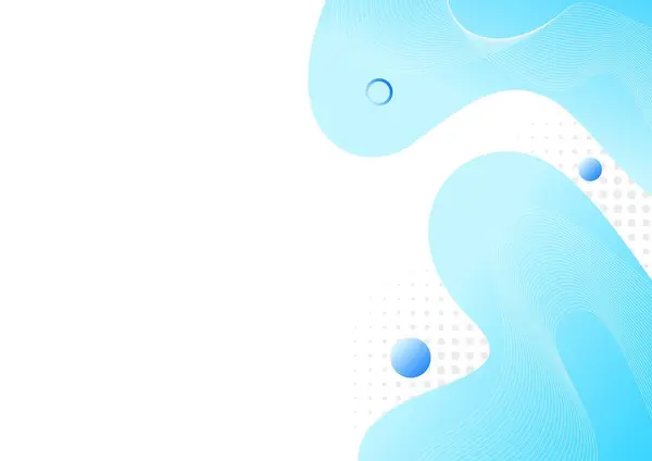 Çember noktaları ve akan çizgilerle soyut sıvı şekil mavi gradyan arkaplan. Vektör illüstrasyonu.