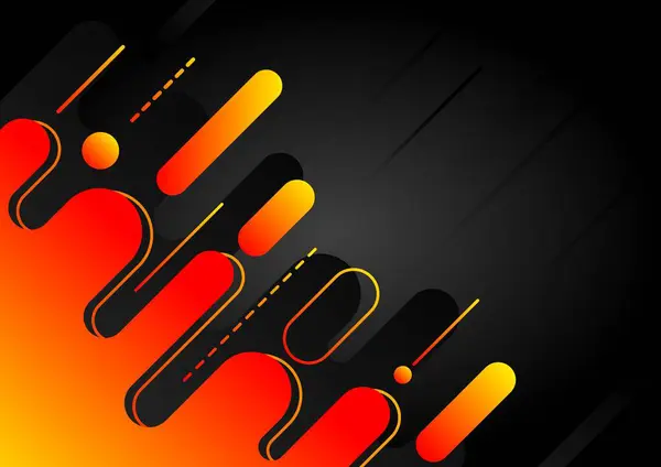 Geometrik şekil ve çizgi ile koyu arkaplan üzerinde soyut turuncu sarı gradyan
