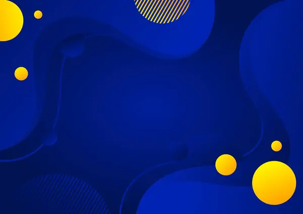 Dalgalı çizgileri ve sarı daireleri olan soyut mavi arkaplan