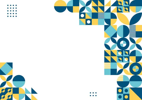 Beyaz arkaplanda mavi ve sarı geometrik desen