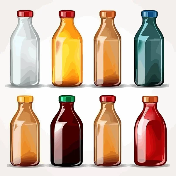 Glasflaskor Som Vektor Illustration Isolerad Vit — Stock vektor